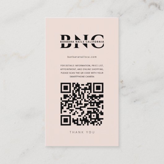 ラッシュメイクアップモダンアーティストピーチピンクインスタグラム 名刺 (裏面)