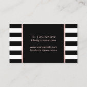 ラッシュメイクアップモダンアーティストブラック&ホワイトストライプアーティスト 名刺 (裏面)