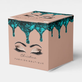 ラッシュメイクアップロゴグリッターティール（緑がかった色）ドリップスブティックバラ フェイバーボックス