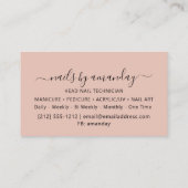 ラッシュメイクアップ爪、 ネイルスタイリストロゴグリッターバラ金ゴールド 名刺 (裏面)