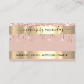 ラッシュメイクアップ爪、 ネイルスタイリストロゴグリッターバラ金ゴールド 名刺 (正面)