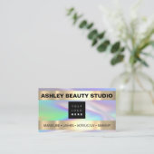 ラッシュメイクアップ爪、 ネイルスタイリストロゴホログラフパステル 名刺 (スタンド正面)