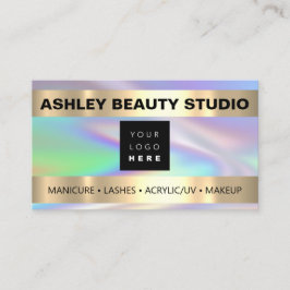 ラッシュメイクアップ爪、 ネイルスタイリストロゴホログラフパステル 名刺