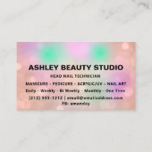 ラッシュメイクアップ爪、 ネイル美容師ロゴ金ゴールドバラ 名刺 (裏面)