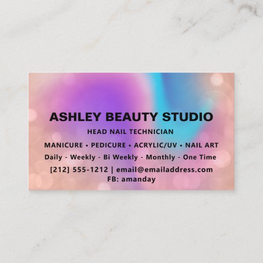 ラッシュメイクアップ爪、 ネイル美容師ロゴ金ゴールド自筆証書 名刺 (裏面)