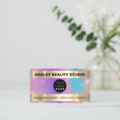 ラッシュメイクアップ爪、 ネイル美容師ロゴ金ゴールド自筆証書 名刺 (スタンド正面)