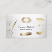 ラッシュメイクアップ美容師モダン金ゴールド&シルバー 名刺 (正面)