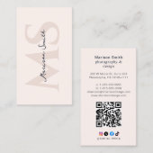 ラッシュメモダンークアップアーティストパステルピンクモノグラムB 名刺 (正面/裏面)