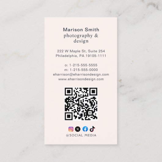 ラッシュメモダンークアップアーティストパステルピンクモノグラムB 名刺 (裏面)