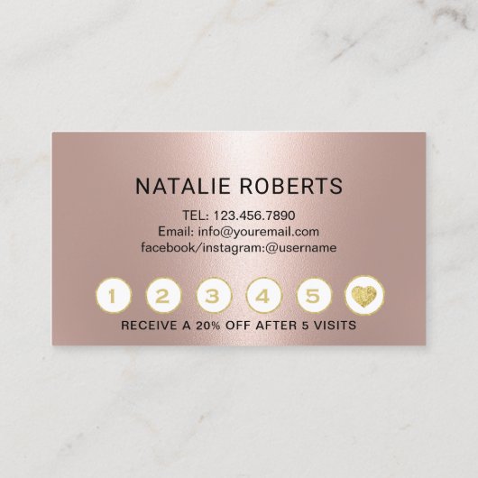 ラッシュメークアップアーティストバラゴールドフォイルサロンロイヤリティ ロイヤリティカード (裏面)