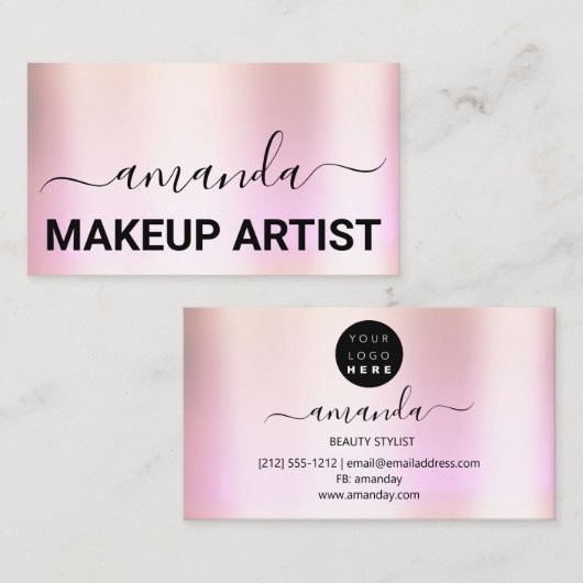 ラッシュメ気にークアップロゴ抽象芸術バラミニマリズム 名刺 (正面/裏面)