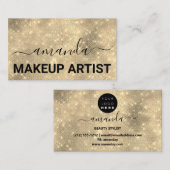 ラッシュメ気にークアップロゴ抽象芸術金ゴールドスパーク 名刺 (正面/裏面)