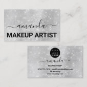 ラッシュメ気にークアップロゴ美容師グレーシルバー 名刺 (正面/裏面)