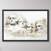 ラッシュモア山大統領水彩画アート フォトプリント
