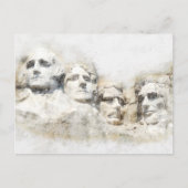 ラッシュモア山大統領水彩画アート ポストカード (正面)