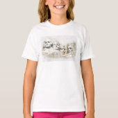 ラッシュモア山大統領水彩画アート Tシャツ (正面)