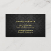 ラッシュモダン金ゴールドスクリエレガントプトDark Damask 名刺 (裏面)