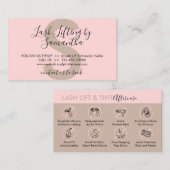 ラッシュリフトおよび濃淡のためのピンクのアフターケアの指示 名刺 (正面/裏面)