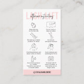 ラッシュリフトアフターケア指示赤面ピンクサロン 名刺 (正面)