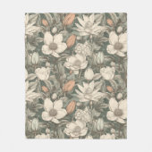 ラッシュヴィンテージマグノリアフローラ植物学 フリースブランケット (正面)