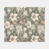 ラッシュヴィンテージマグノリアフローラ植物学 フリースブランケット (正面(横))