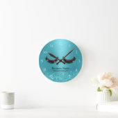 ラッシュ化粧アーティスト美しいサロンターコイズ ラウンド壁時計 (ホーム)