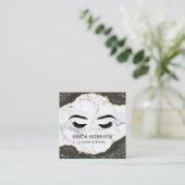 ラッシュ化粧アーティスモダントブラック金ゴールド大理石 スクエア名刺 (スタンド正面)