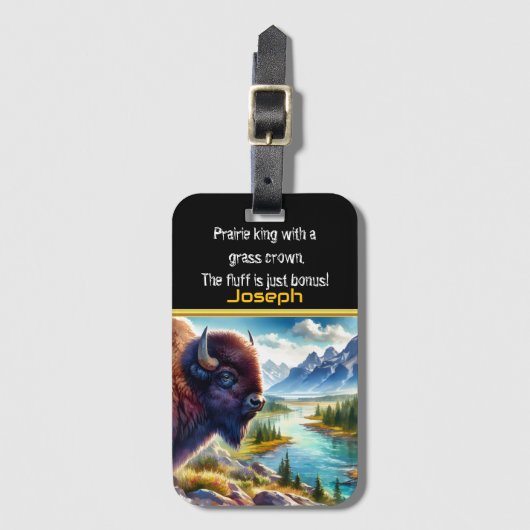 ラッシュ川によるバッファロー放牧 ラゲッジタグ (正面縦)