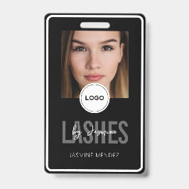 ラッシュ施術者 ブラック&ホワイト 写真用 ラニヤード バッジ