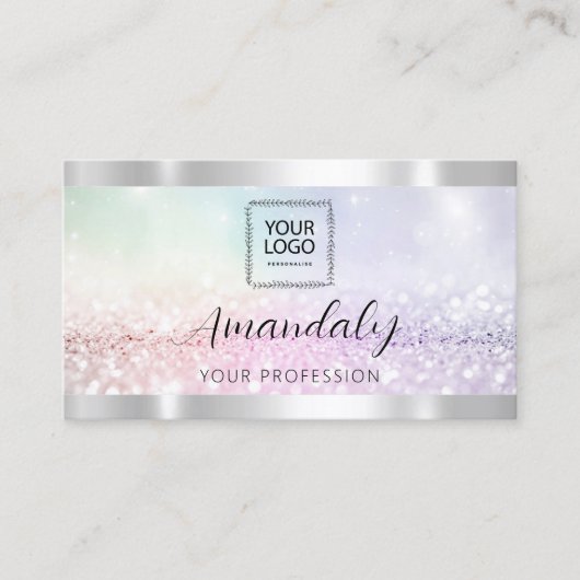 ラッシュ爪、 ネイルQRCodeロゴエレガントグリッター 名刺 (正面)