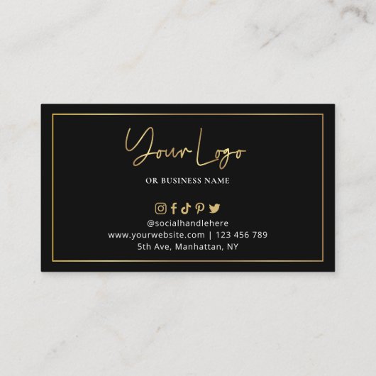 ラッシュ美しいサロンブラック&金ゴールドロゴシックな顧客 ロイヤリティカード (裏面)