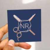 ラッシュ美容師バラ金ゴールド幾何学海軍ブルー スクエア名刺