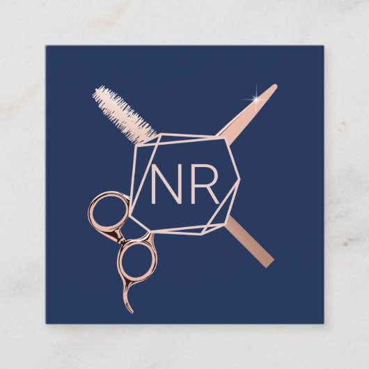 ラッシュ美容師バラ金ゴールド幾何学海軍ブルー スクエア名刺