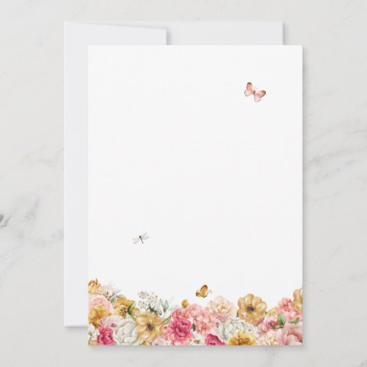 ラッシュ赤面エレガントフローラブッテフライキンセアニェラ 招待状 (裏面)