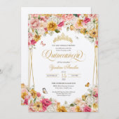 ラッシュ赤面エレガントフローラブッテフライキンセアニェラInv 招待状 (正面/裏面)