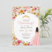 ラッシュ赤面ピンクイエローフローラ&ガウンキンセアニェラ 招待状 (スタンド正面)