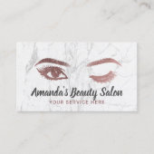 ラッシュ&ブロウズメイクアップアーティストバラ金ゴールド大理石 名刺 (正面)