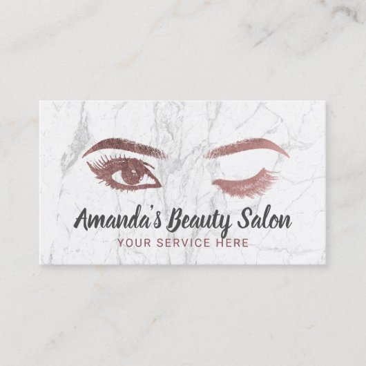 ラッシュ&ブロウズメイクアップアーティストバラ金ゴールド大理石 名刺 (正面)