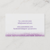 ラッシュ&ブロウズメイクアップアーティストパープルモダングリッター 名刺 (裏面)