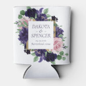 ラッシュ ブロッサム | 紫とピンクのローズ セーブ・ザ・デート 缶クーラー (正面)