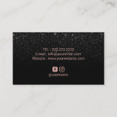 ラッシュ&ブローズ化粧アーティストブラックグリッターサロン 名刺 (裏面)