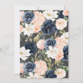 ラッシュ マグノリア ローズ グレー ネイビー & ブラッシュ ベビーシャワー 招待状 (裏面)