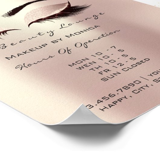 ラッシュ メイクアップ アーティスト グリッター ビューティー ローズ ピンク ポスター (角)