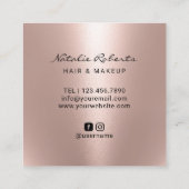 ラッシュ&リップヘアサロンメイクアーティストバラ金ゴールド スクエア名刺 (裏面)