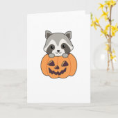 ラッシンインパンプキンスイートラクーンハッピーハローウィン カード (黄色い花)