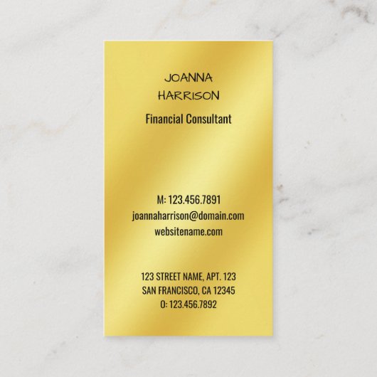 ラッシーエレガントモダン金ゴールドバンドの背景画像 名刺 (裏面)