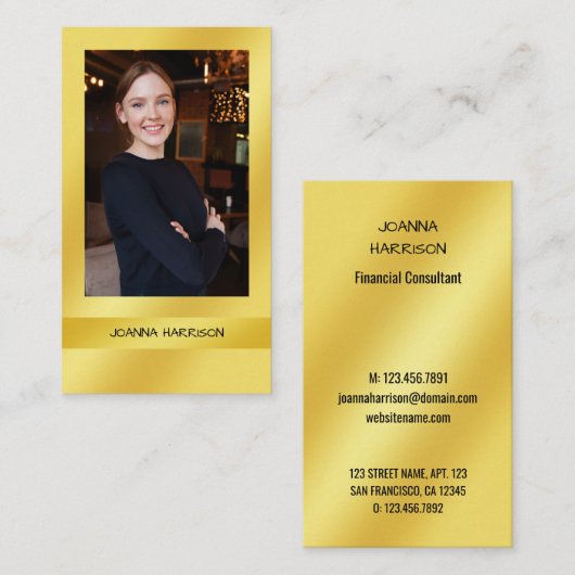 ラッシーエレガントモダン金ゴールドバンドの背景画像 名刺 (正面/裏面)