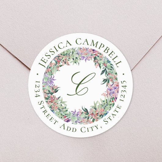 ラッシーフローラリースモノグラム差出人住所 ラウンドシール