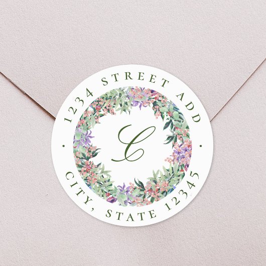 ラッシーフローラリースモノグラム差出人住所 ラウンドシール