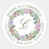 ラッシーフローラリースモノグラム差出人住所 ラウンドシール (正面)